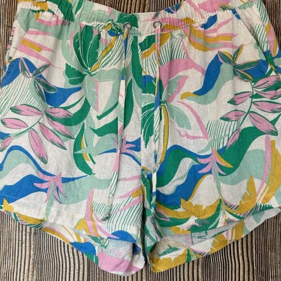 Brand New C&C California 100% Linen Tropical Printed Shorts - Picture 1 of 8